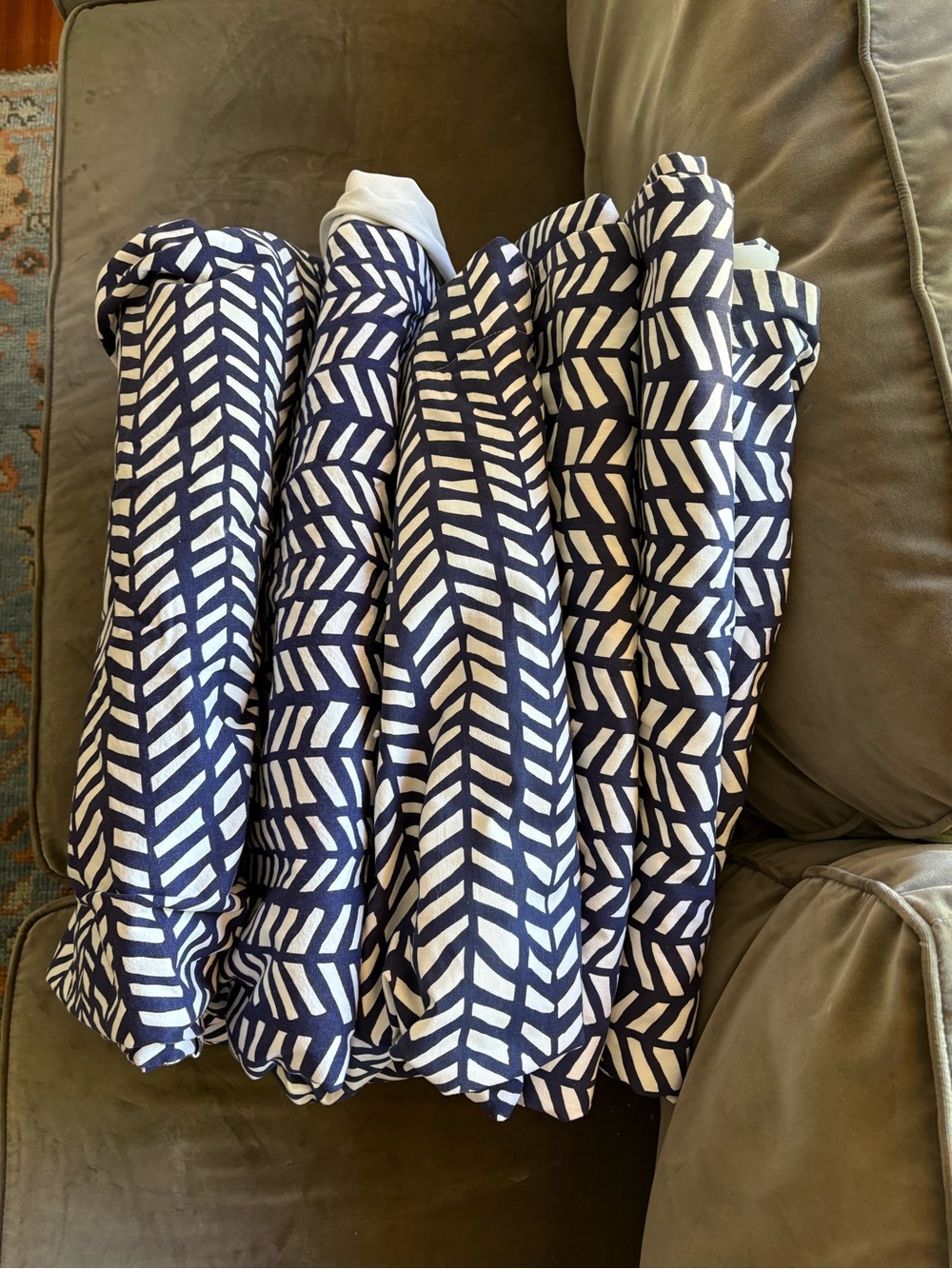 Pottery Barn Kids Navy and White Broken Arrow Blackout Curtains